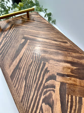 Load image into Gallery viewer, Herringbone Serving Board | Chopping Board | Solid Wood Board | Wood Tray | Herringbone Tray | Drinks Tray | Tray with Handles | Charcuterie
