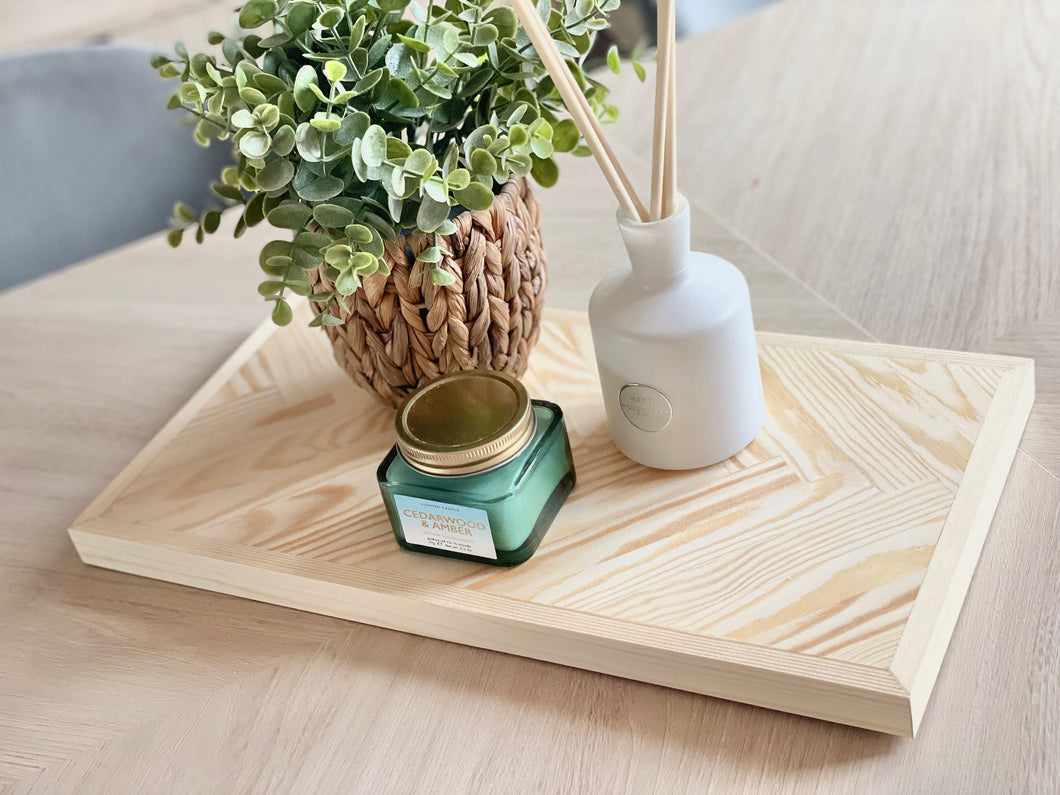 Herringbone Serving Board | Chopping Board | Solid Wood Board | Wood Tray | Herringbone Tray | Drinks Tray | Tray with Handles | Charcuterie