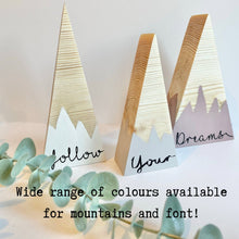 Load image into Gallery viewer, Set of 3 Wooden Mountains | Nursery Decor | Boho | Nordic | Shelf Decor | Baby Gift | Cute Nursery Decor | Scandi Nursery Decor
