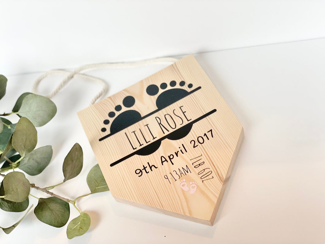 Personalised Baby Birth Wood Flag | New Baby Gifts | Wood Flag Sign | Baby Birth Gifts | Kids Gifts | Nursery Decor | Wood Sign