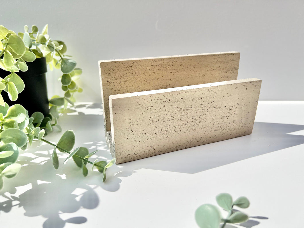 Stone Effect Letter Rack Minimalistic Letter Rack Wood Letter Rack Paper Storage | Cute Letter Rack | Letter Holder | Mail Holder