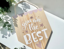Load image into Gallery viewer, Bookshelf Decor Hanging Flag Girls Room Decor Wood Sign Cute Wood Plaque | Personalised Kids Decor | Kids Room Decor Motivational Signs
