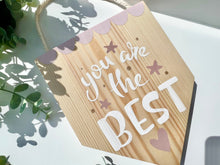 Load image into Gallery viewer, Bookshelf Decor Hanging Flag Girls Room Decor Wood Sign Cute Wood Plaque | Personalised Kids Decor | Kids Room Decor Motivational Signs
